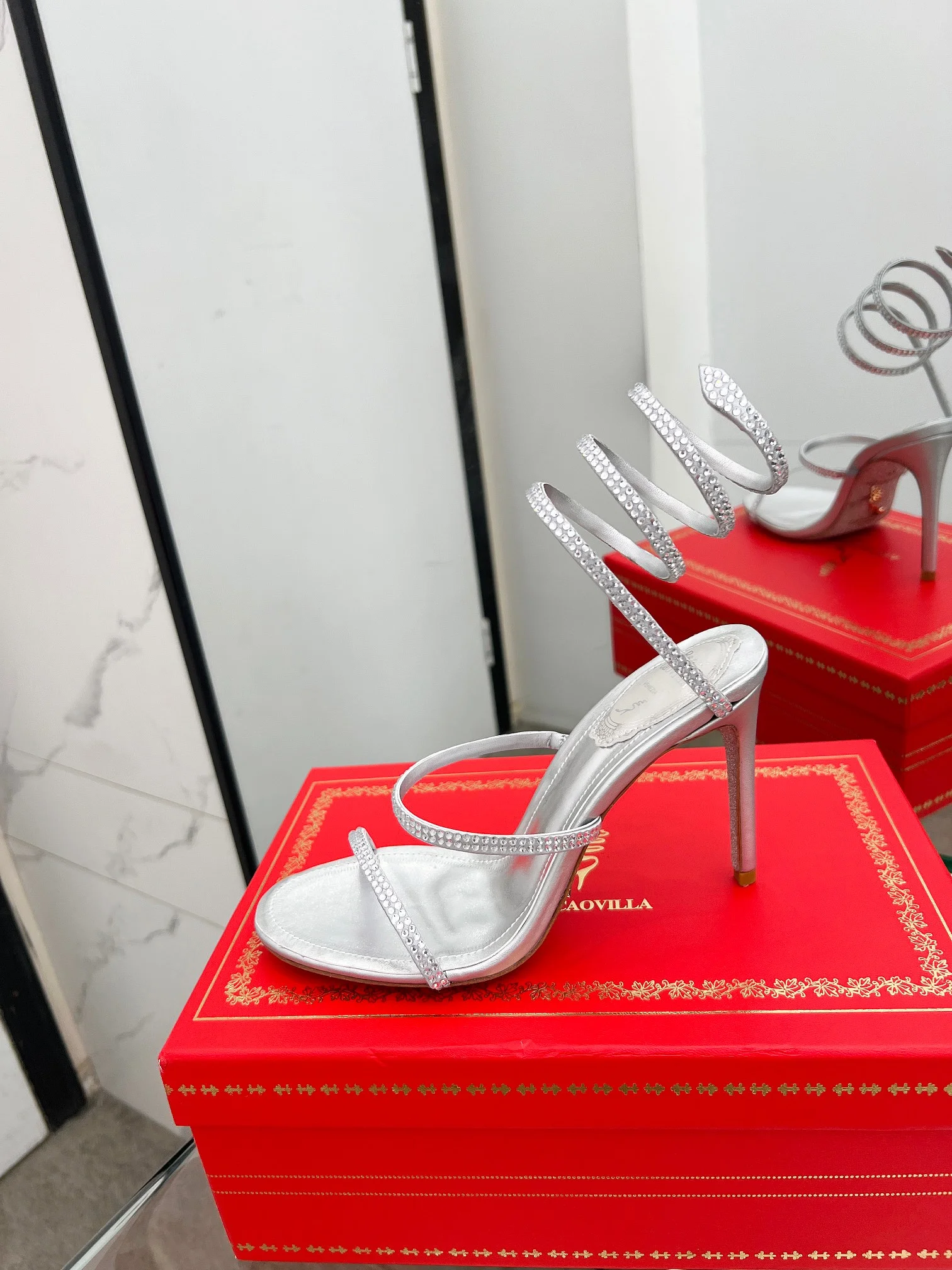 AQUAZZURA Sandals Silk Crystal Silver-Clear EU35-39 B90202609110326 - Image 5