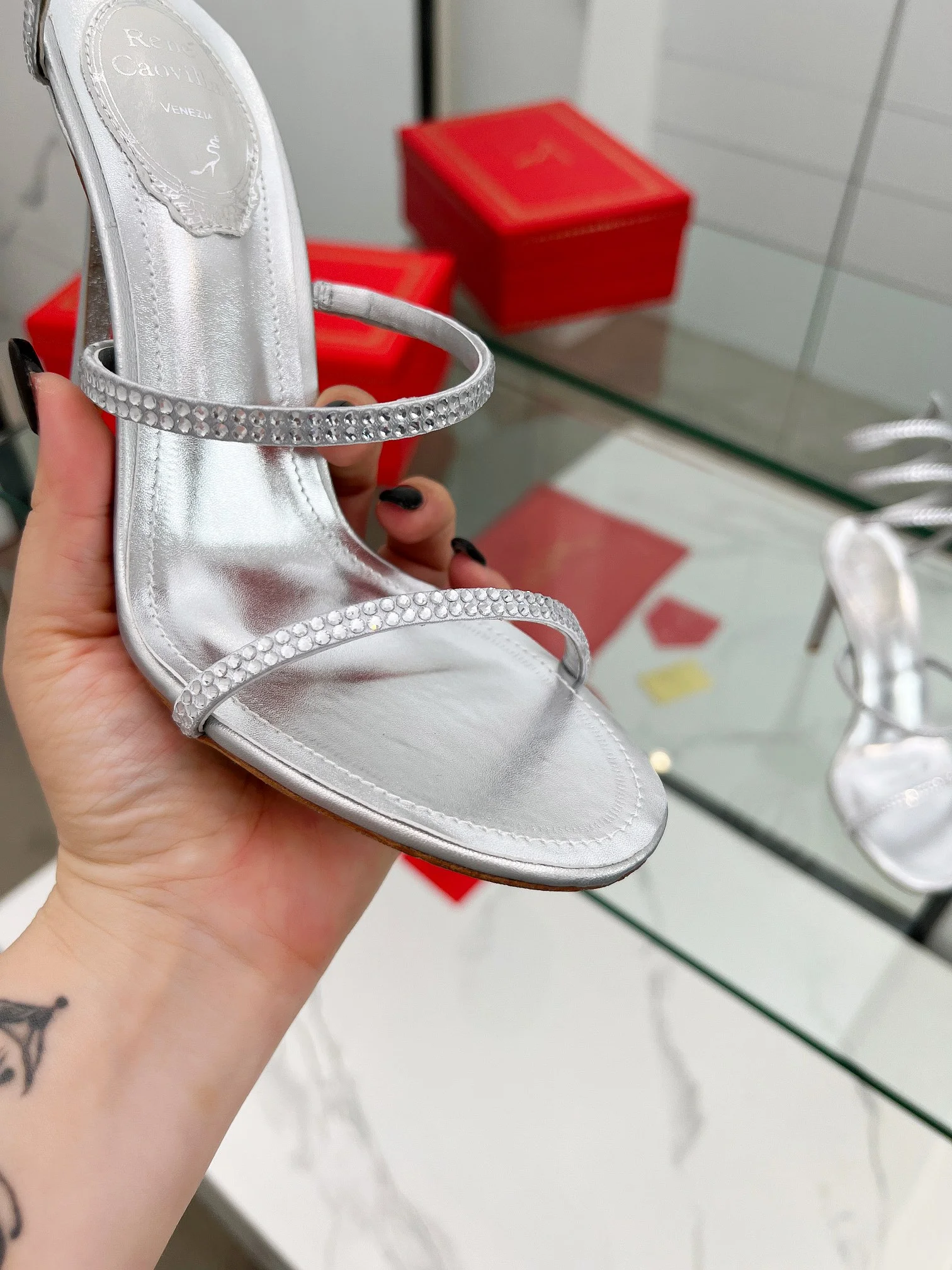 AQUAZZURA Sandals Silk Crystal Silver-Clear EU35-39 B90202609110326 - Image 6