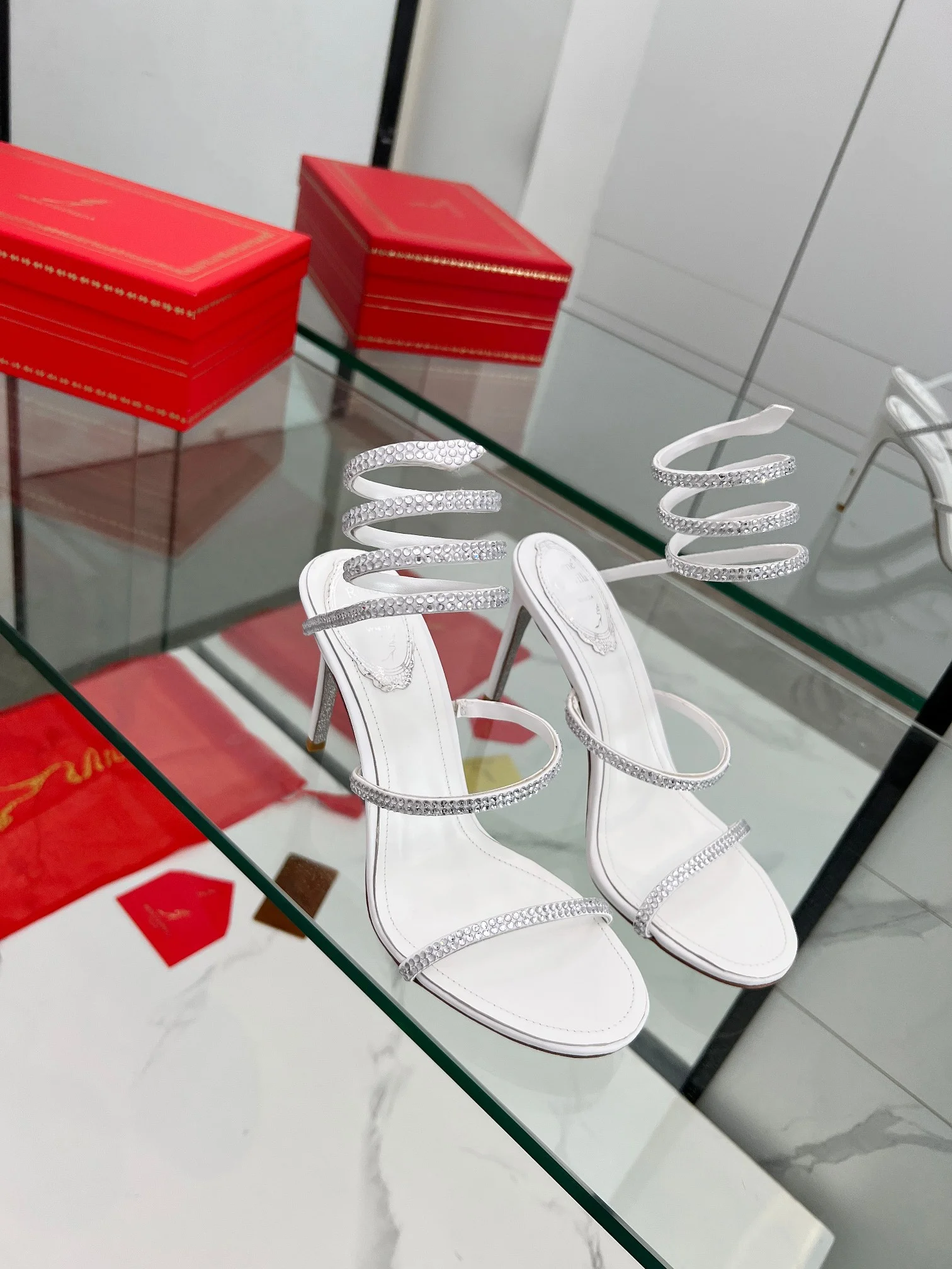AQUAZZURA Sandals Silk Crystal White-Silver EU35-39 B90202609110327 - Image 10