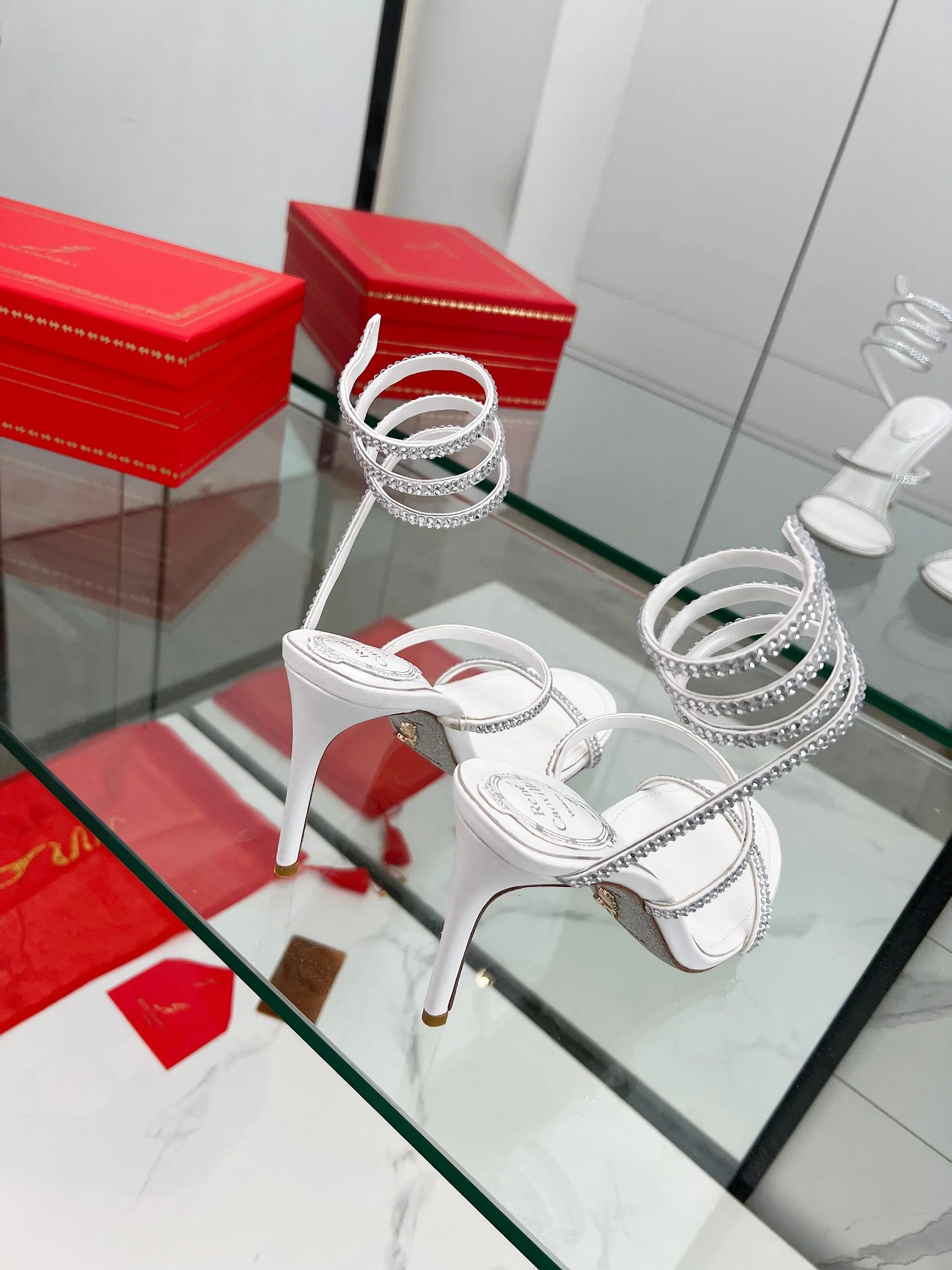 AQUAZZURA Sandals Silk Crystal White-Silver EU35-39 B90202609110327 - Image 2