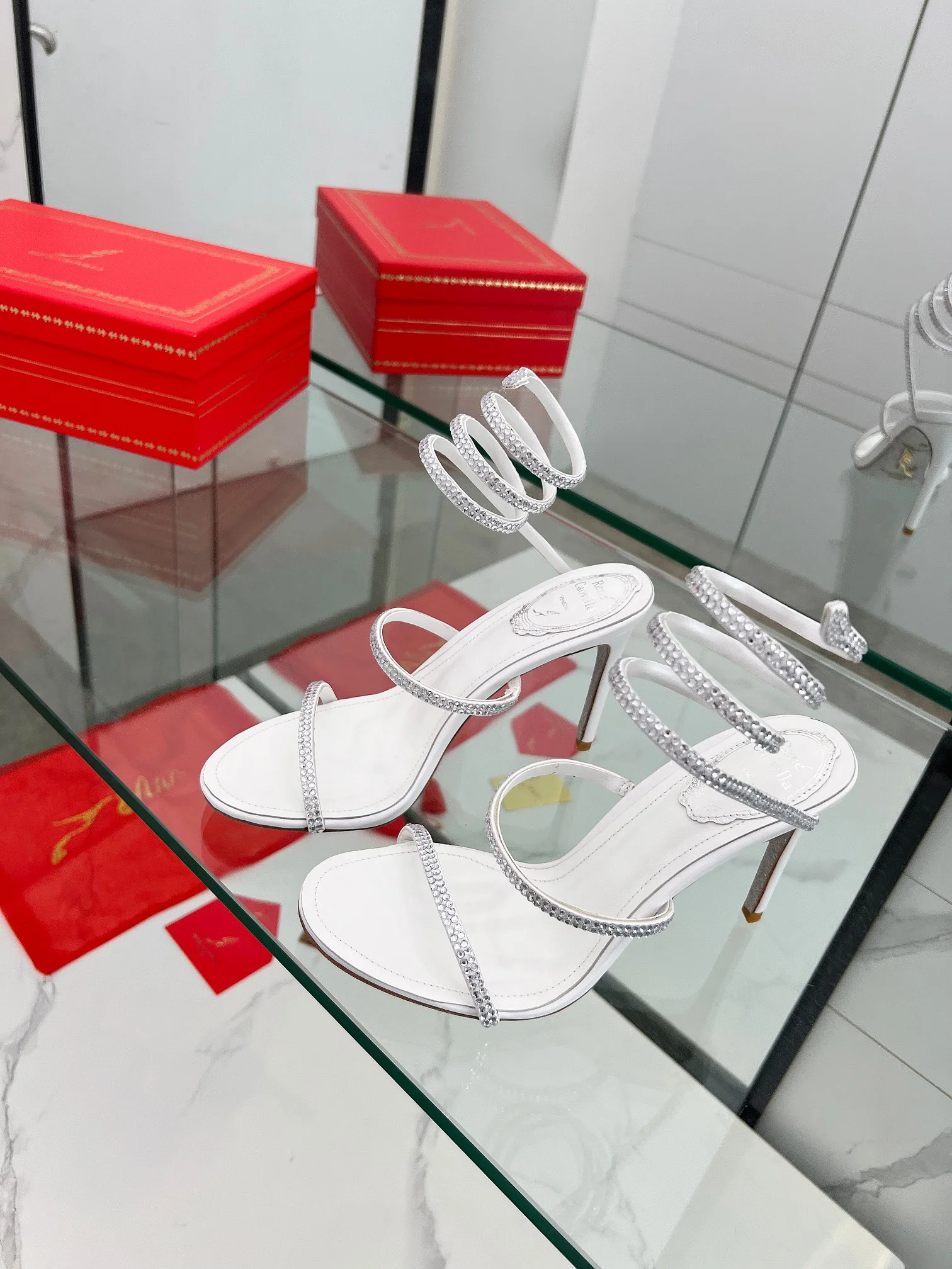 AQUAZZURA Sandals Silk Crystal White-Silver EU35-39 B90202609110327 - Image 9