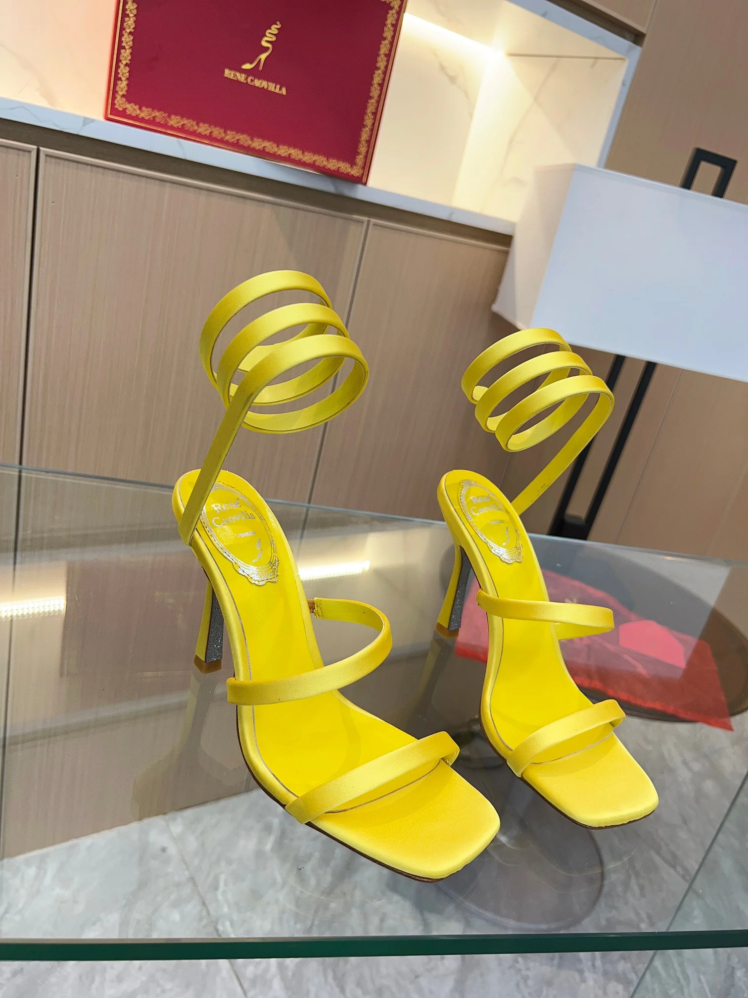 AQUAZZURA Sandals Silk Satin Yellow EU35-39 B70202609110391 - Image 4