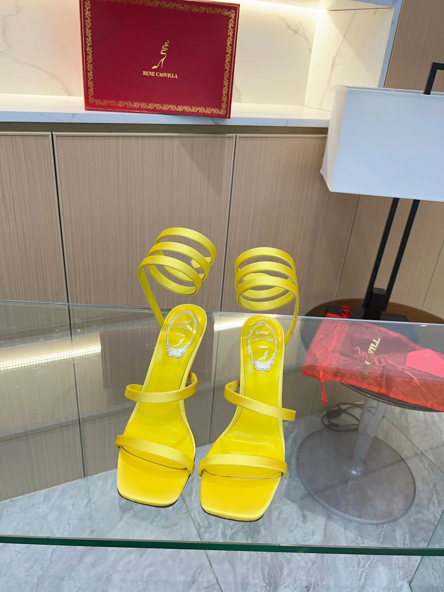 AQUAZZURA Sandals Silk Satin Yellow EU35-39 B70202609110391 - Image 5