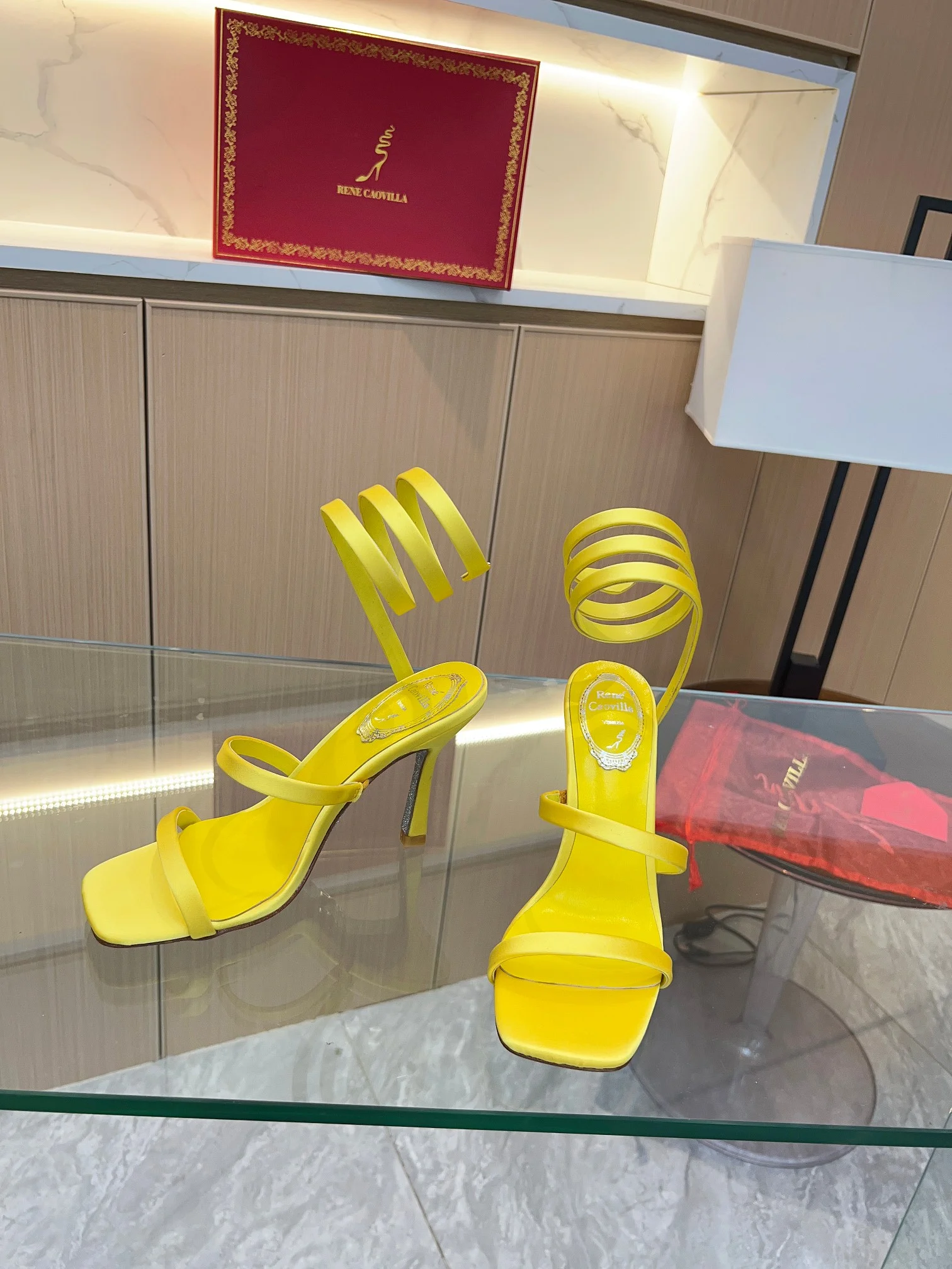 AQUAZZURA Sandals Silk Satin Yellow EU35-39 B70202609110391 - Image 6