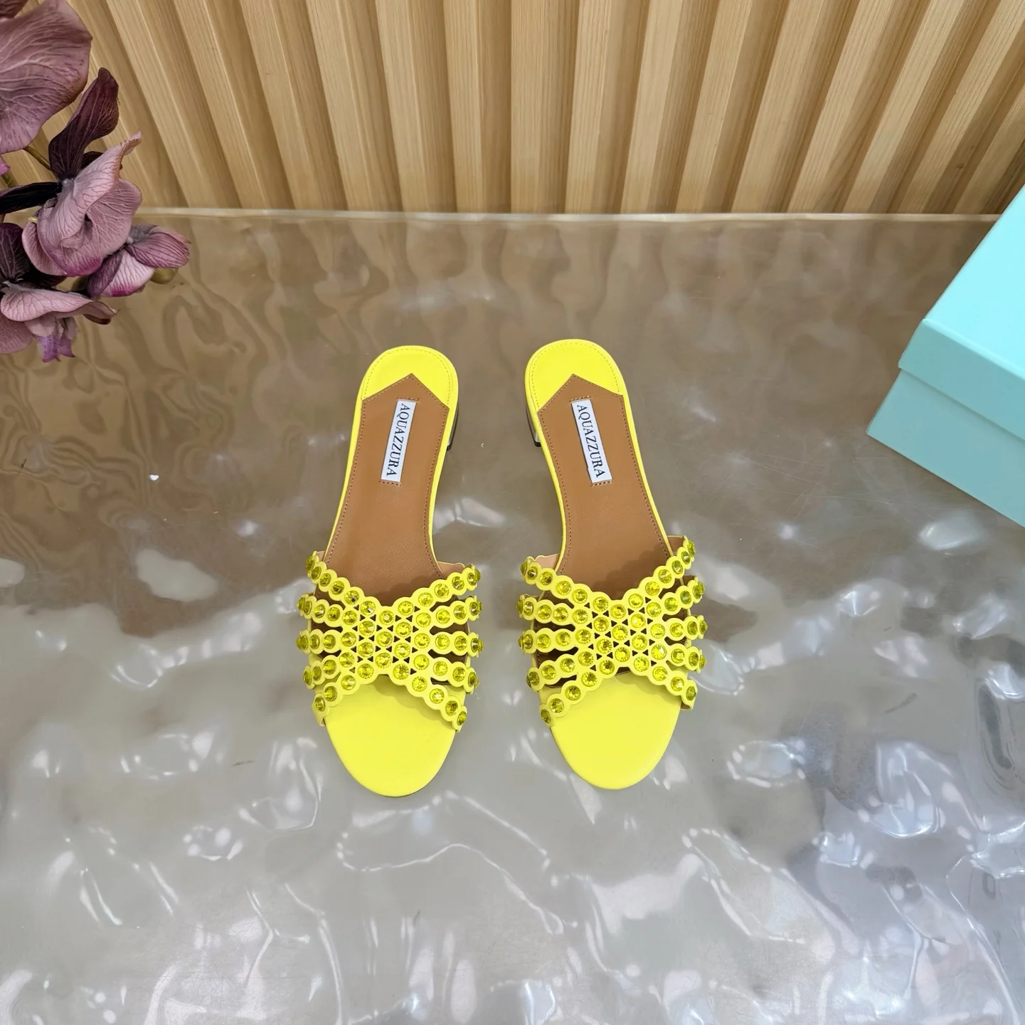 AQUAZZURA Sandals Suede Calf Leather Yellow-Brown EU36-43 B65202609110851 - Image 3
