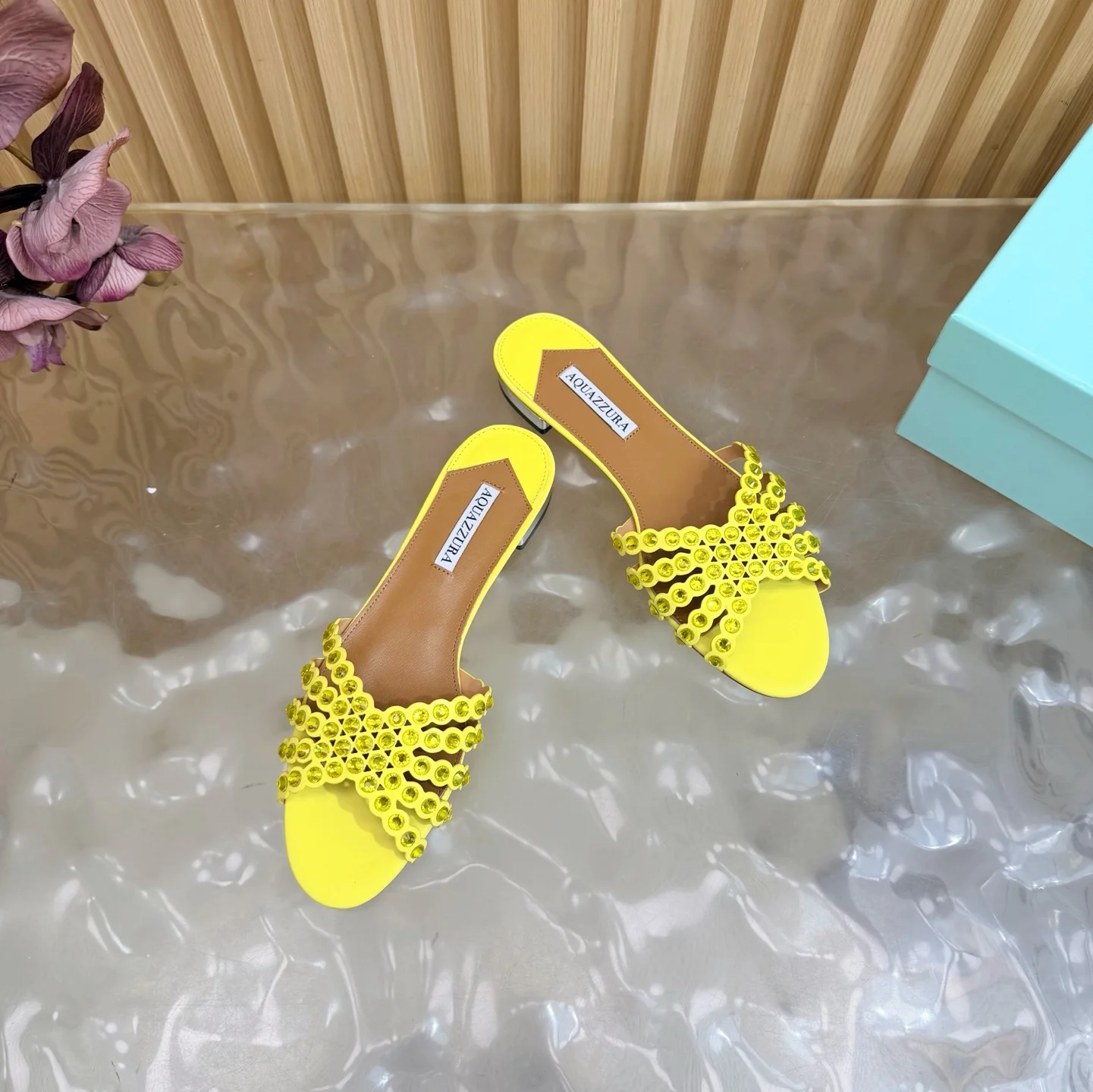 AQUAZZURA Sandals Suede Calf Leather Yellow-Brown EU36-43 B65202609110851 - Image 5