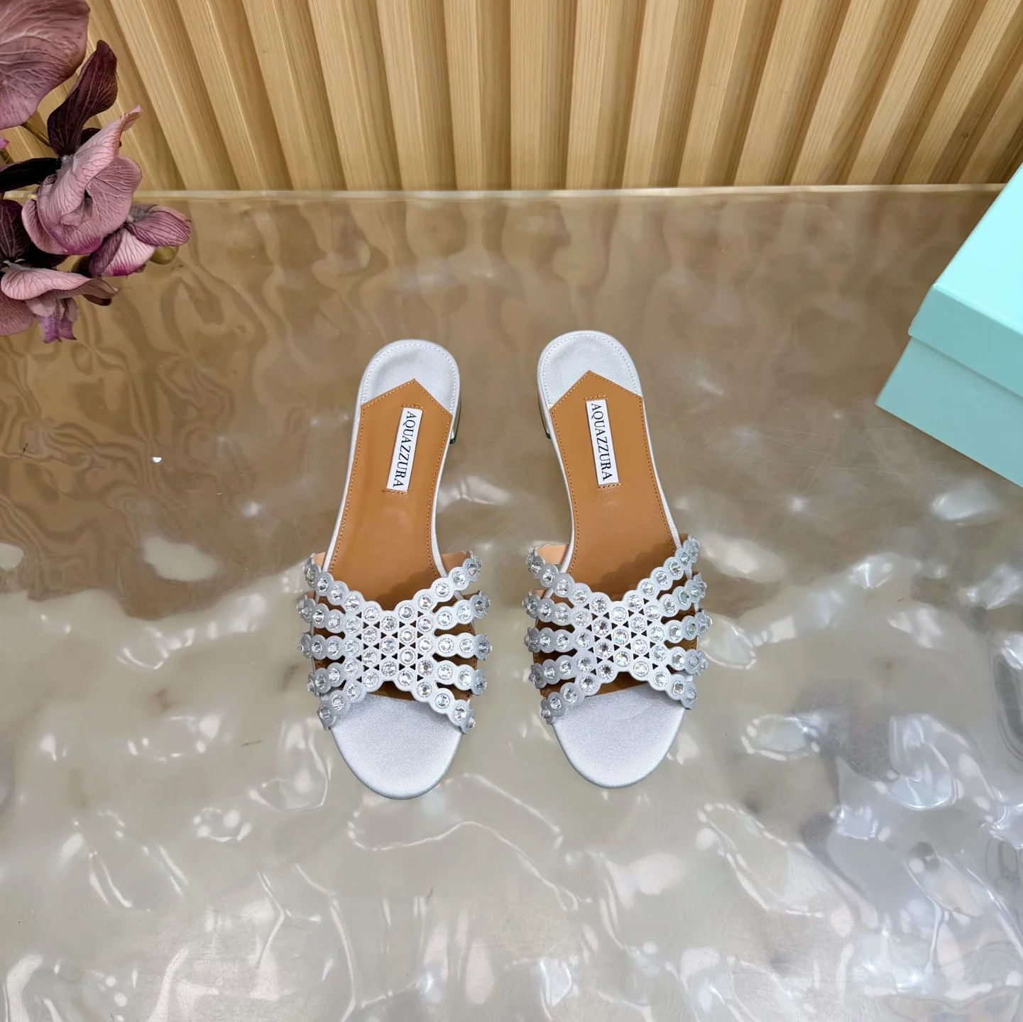 AQUAZZURA Sandals Suede Leather Silver-Brown EU36-43 B65202609110844 - Image 3
