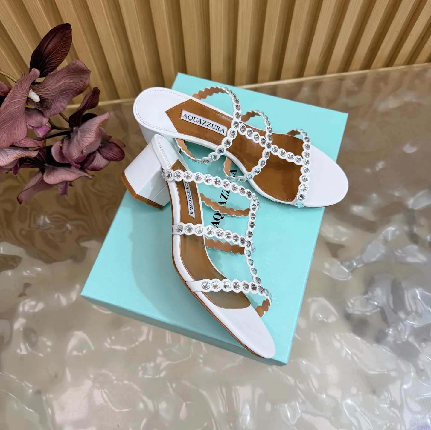 AQUAZZURA Sandals Suede Leather White-Brown EU36-43 B60202609110830 - Image 2