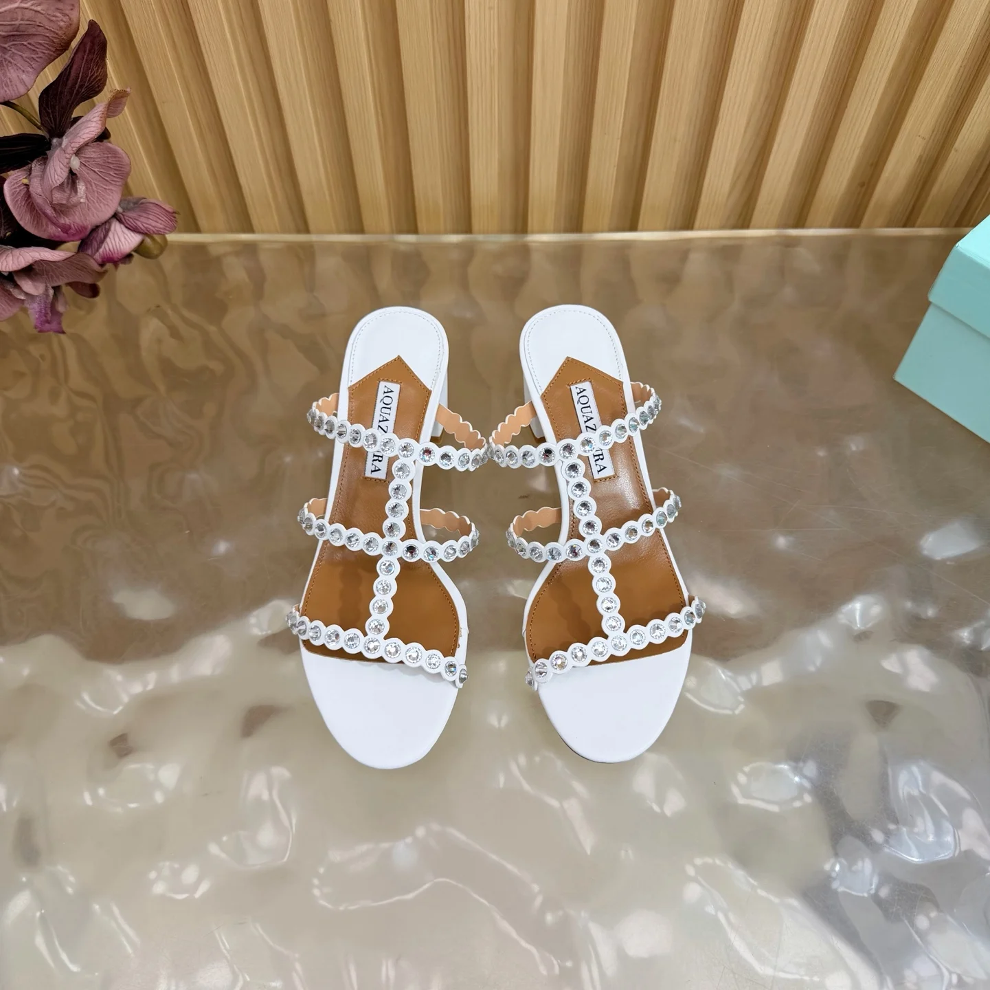 AQUAZZURA Sandals Suede Leather White-Brown EU36-43 B60202609110830 - Image 3