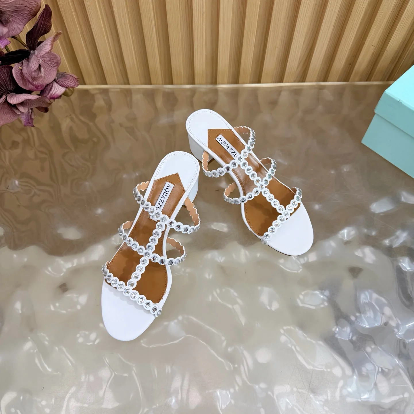 AQUAZZURA Sandals Suede Leather White-Brown EU36-43 B60202609110830 - Image 5