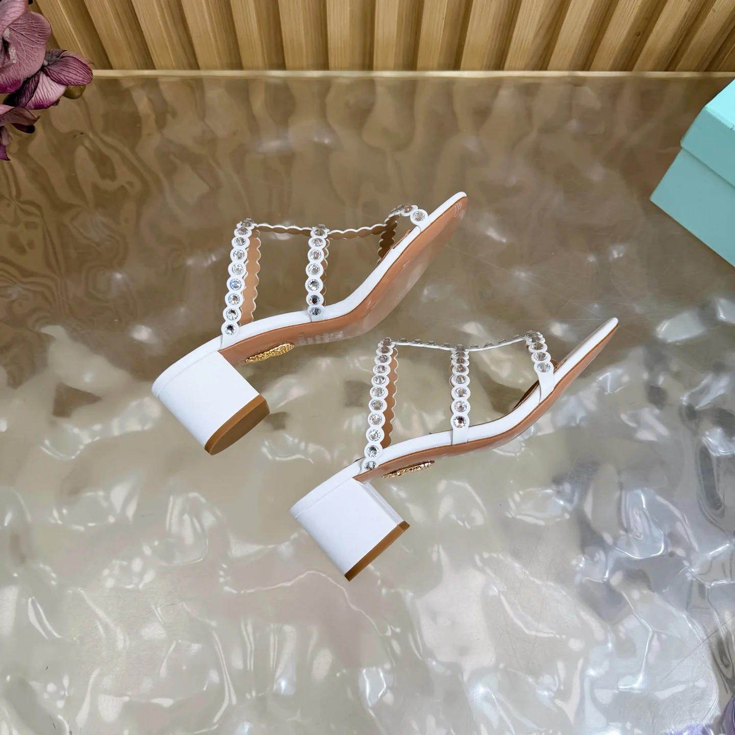 AQUAZZURA Sandals Suede Leather White-Brown EU36-43 B60202609110830 - Image 7