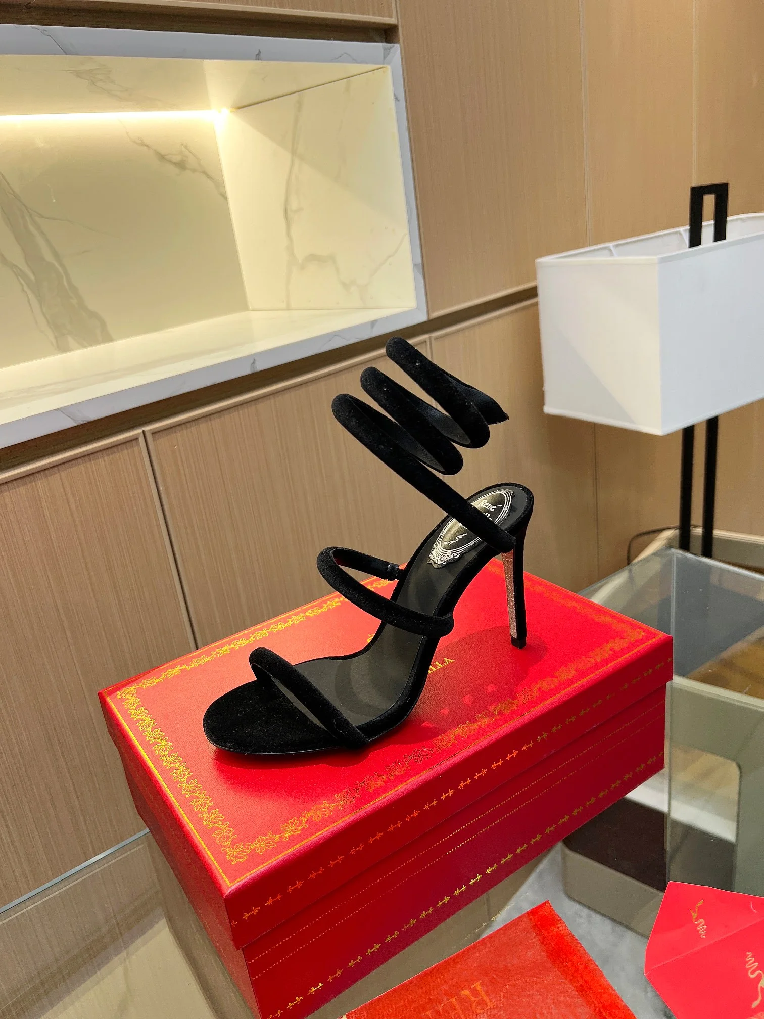 AQUAZZURA Sandals Velvet Black-Silver EU35-39 B70202609110408