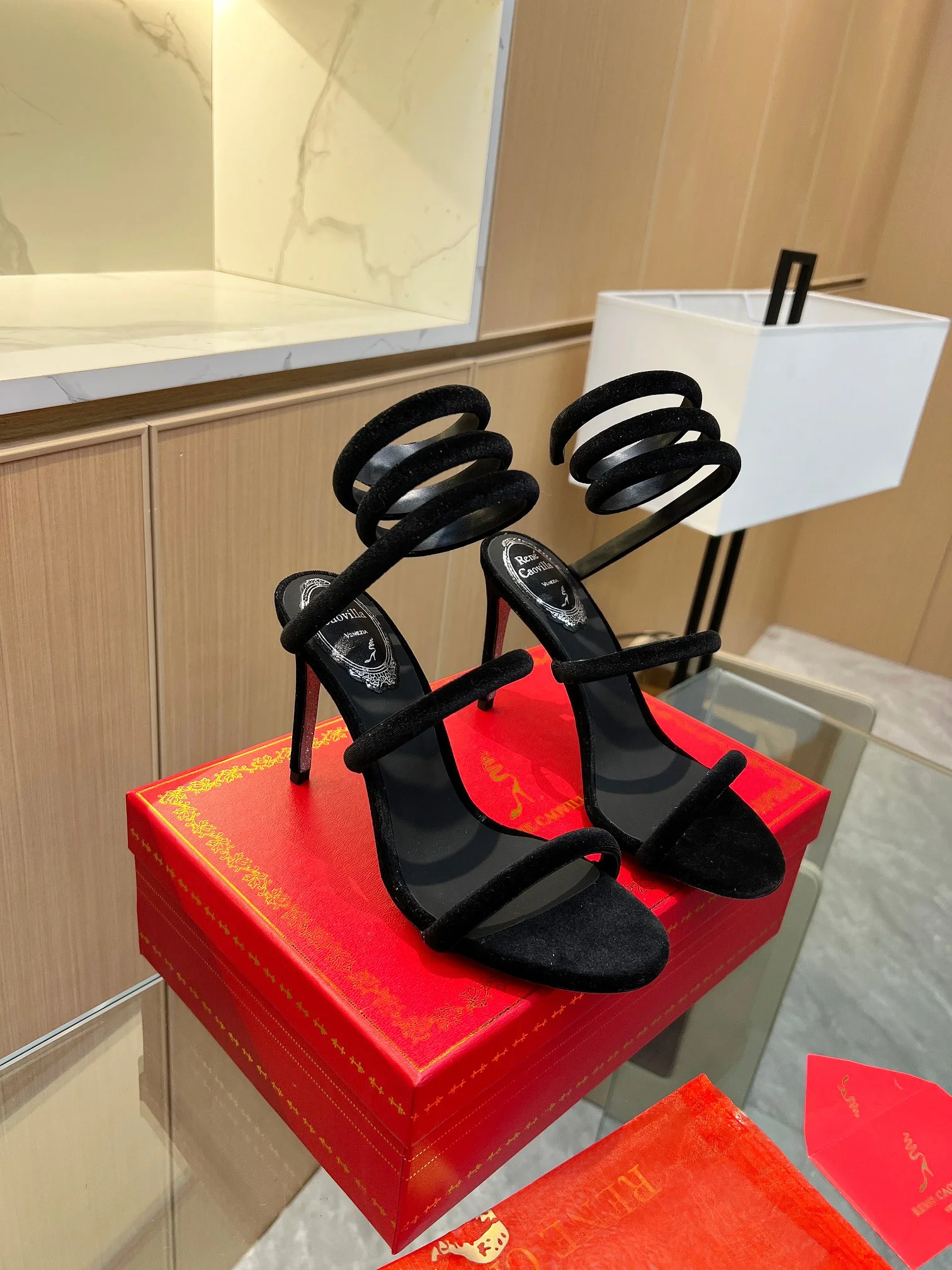 AQUAZZURA Sandals Velvet Black-Silver EU35-39 B70202609110408 - Image 10