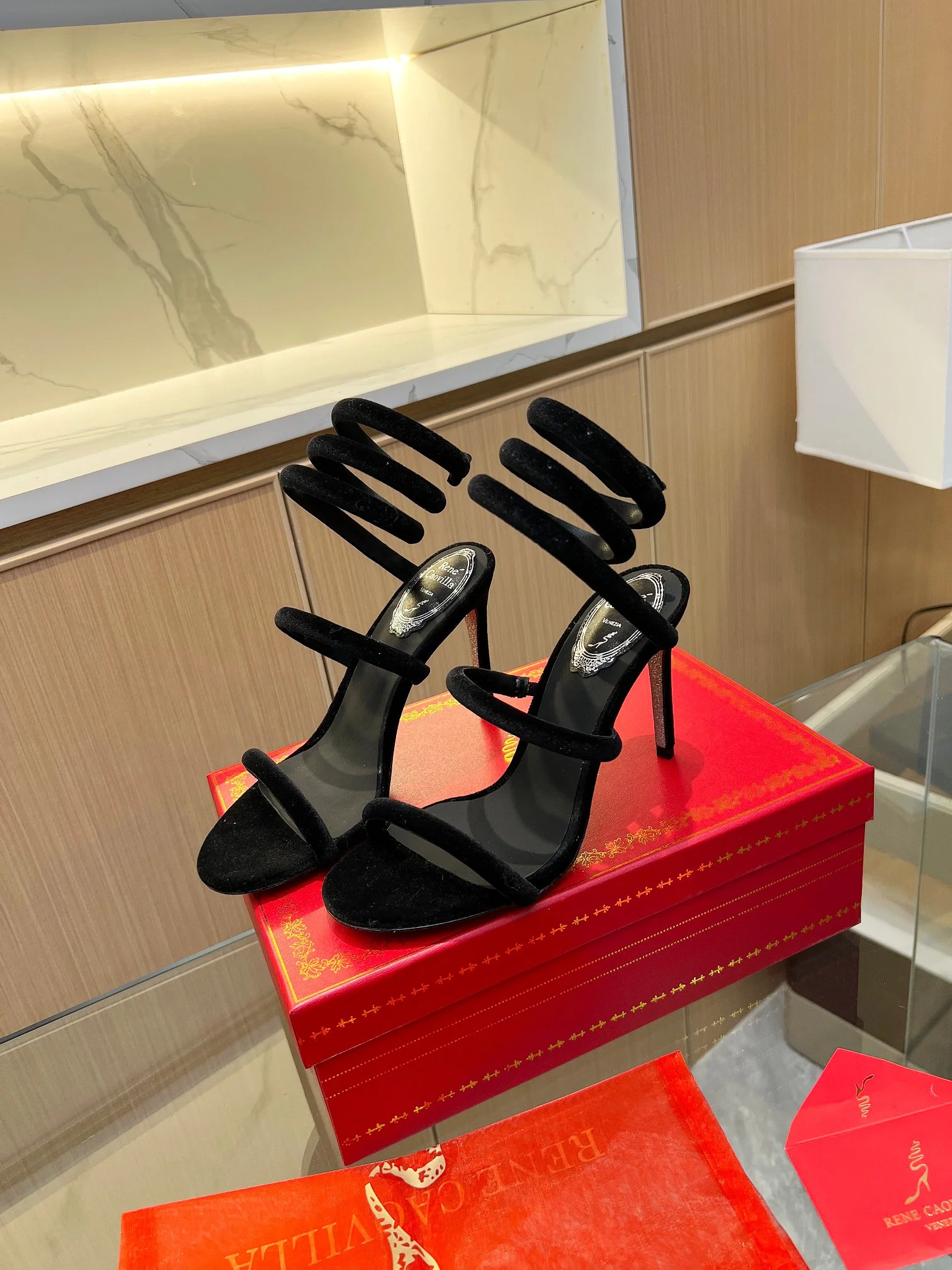 AQUAZZURA Sandals Velvet Black-Silver EU35-39 B70202609110408 - Image 11