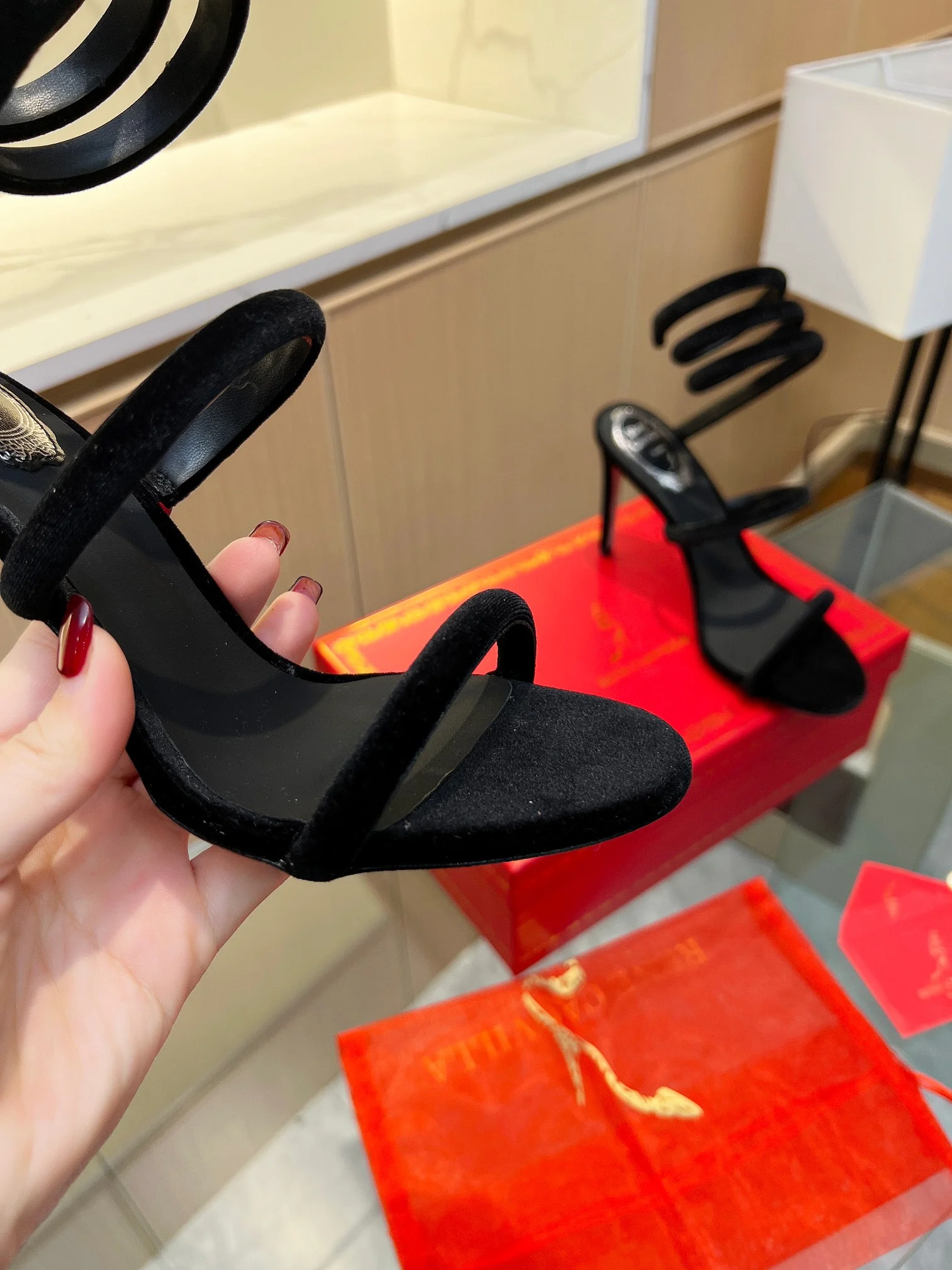 AQUAZZURA Sandals Velvet Black-Silver EU35-39 B70202609110408 - Image 8