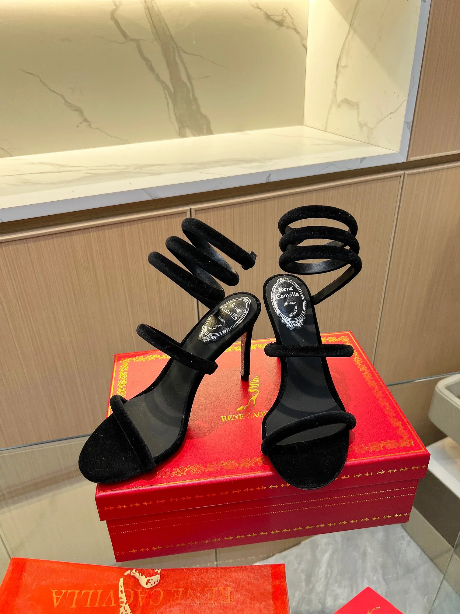 AQUAZZURA Sandals Velvet Black-Silver EU35-39 B70202609110408 - Image 9