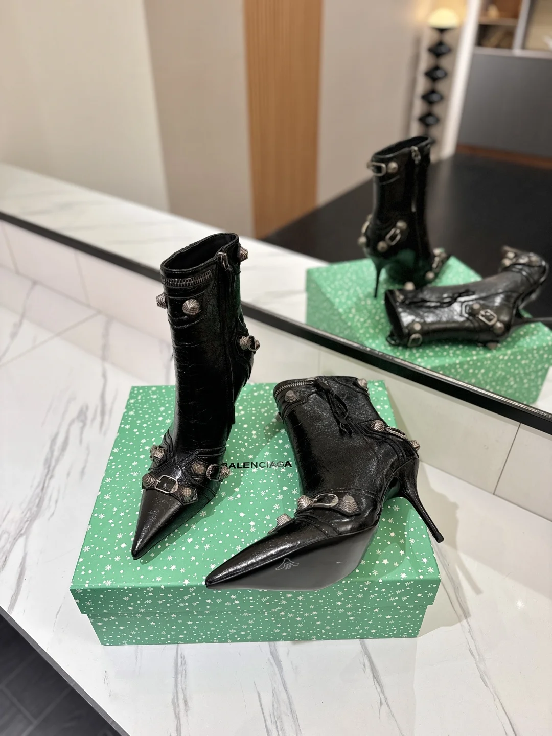 BALENCIAGA Booties Calf Leather Black-Silver D90202609111416 - Image 5