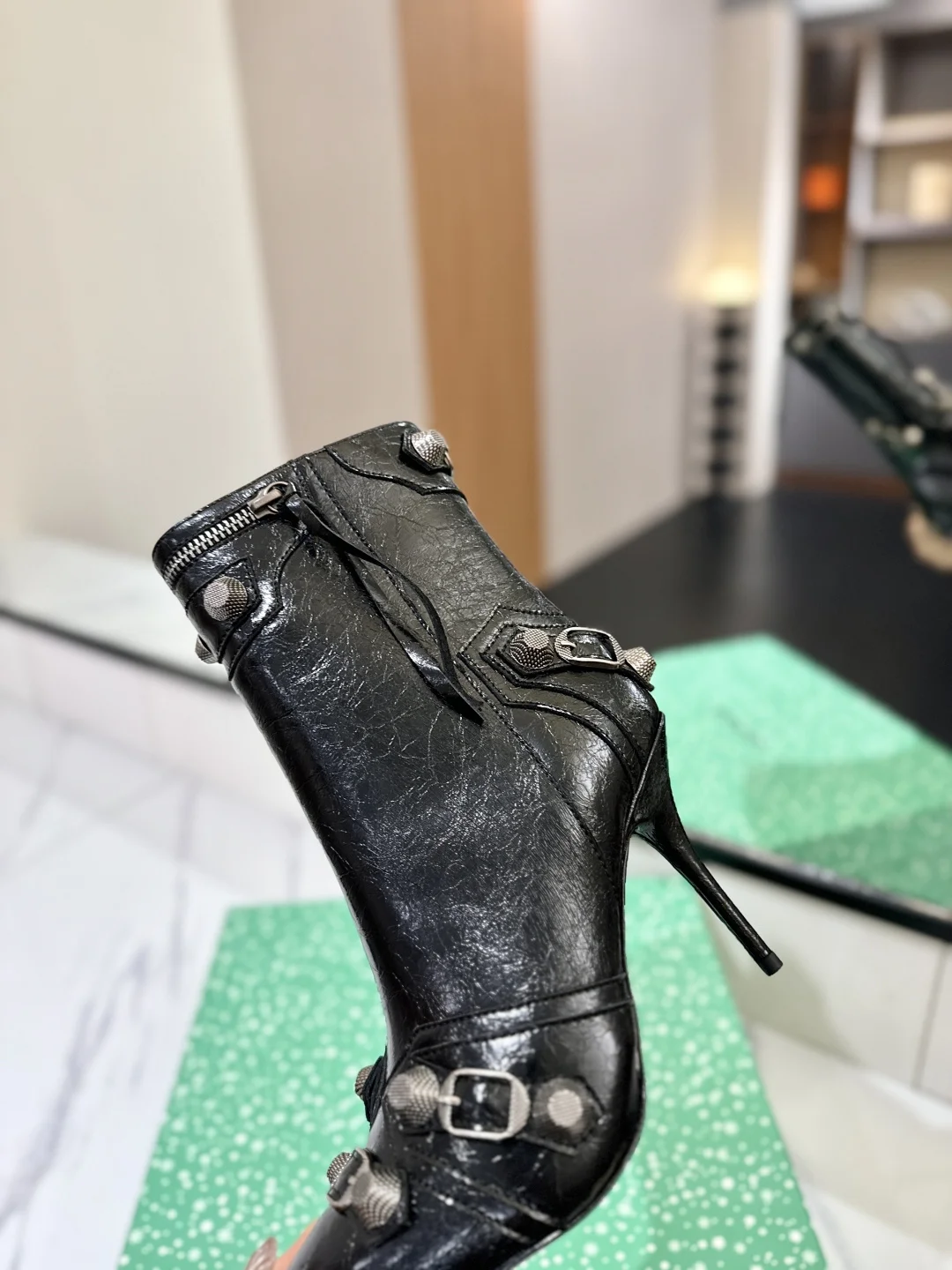 BALENCIAGA Booties Calf Leather Black-Silver D90202609111416 - Image 8
