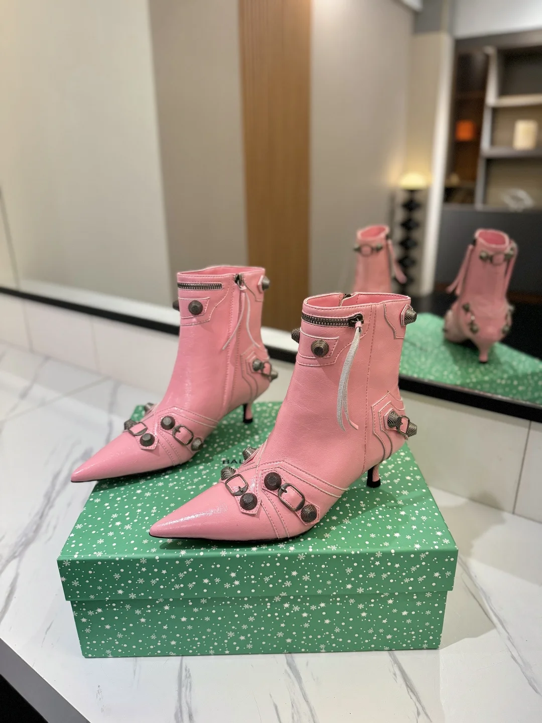 BALENCIAGA Booties Calf Leather Pink-Gray D90202609111409 - Image 2