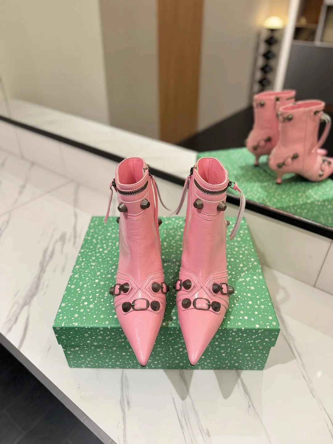 BALENCIAGA Booties Calf Leather Pink-Gray D90202609111409 - Image 3