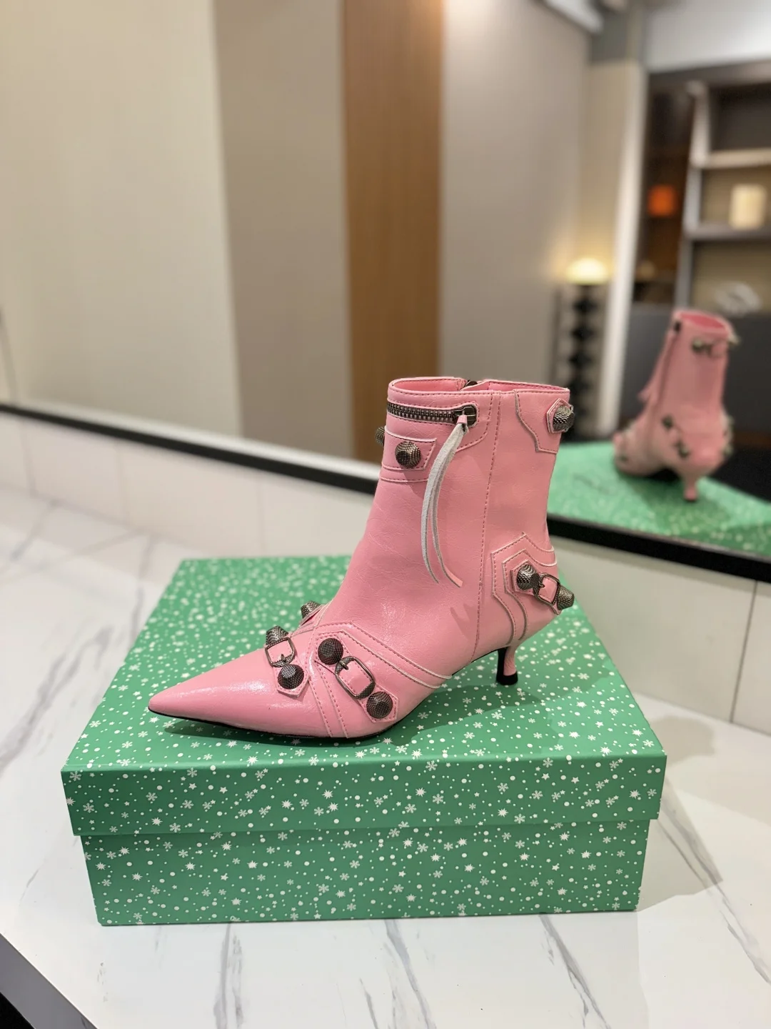 BALENCIAGA Booties Calf Leather Pink-Gray D90202609111409 - Image 4
