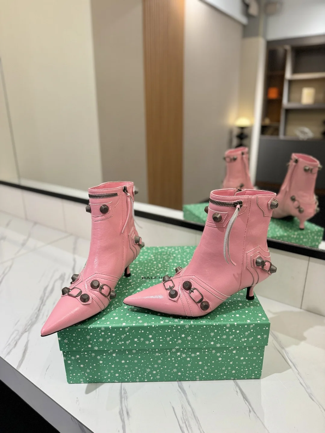 BALENCIAGA Booties Calf Leather Pink-Gray D90202609111409 - Image 6