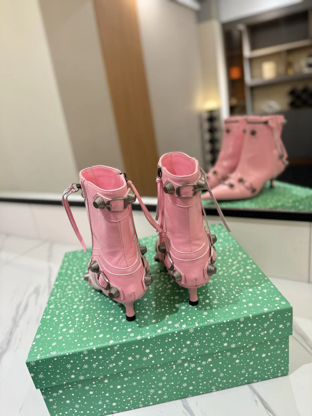 BALENCIAGA Booties Calf Leather Pink-Gray D90202609111409 - Image 9