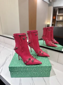 BALENCIAGA Booties Calf Leather Pink-Silver D90202609111415
