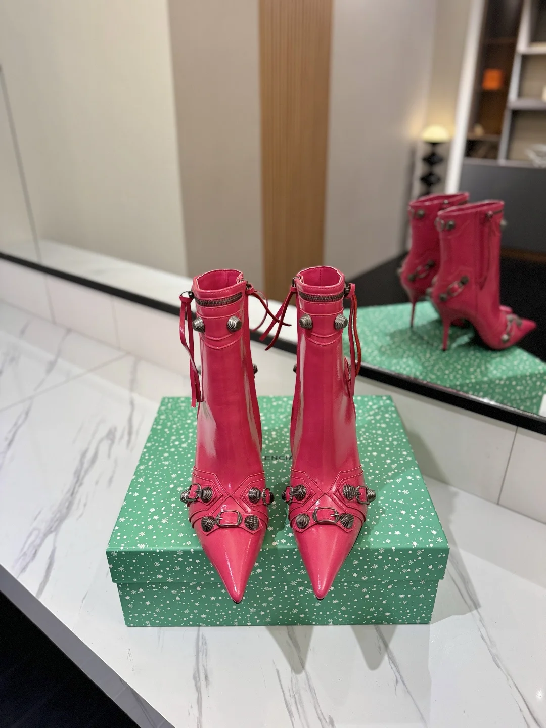 BALENCIAGA Booties Calf Leather Pink-Silver D90202609111415 - Image 3
