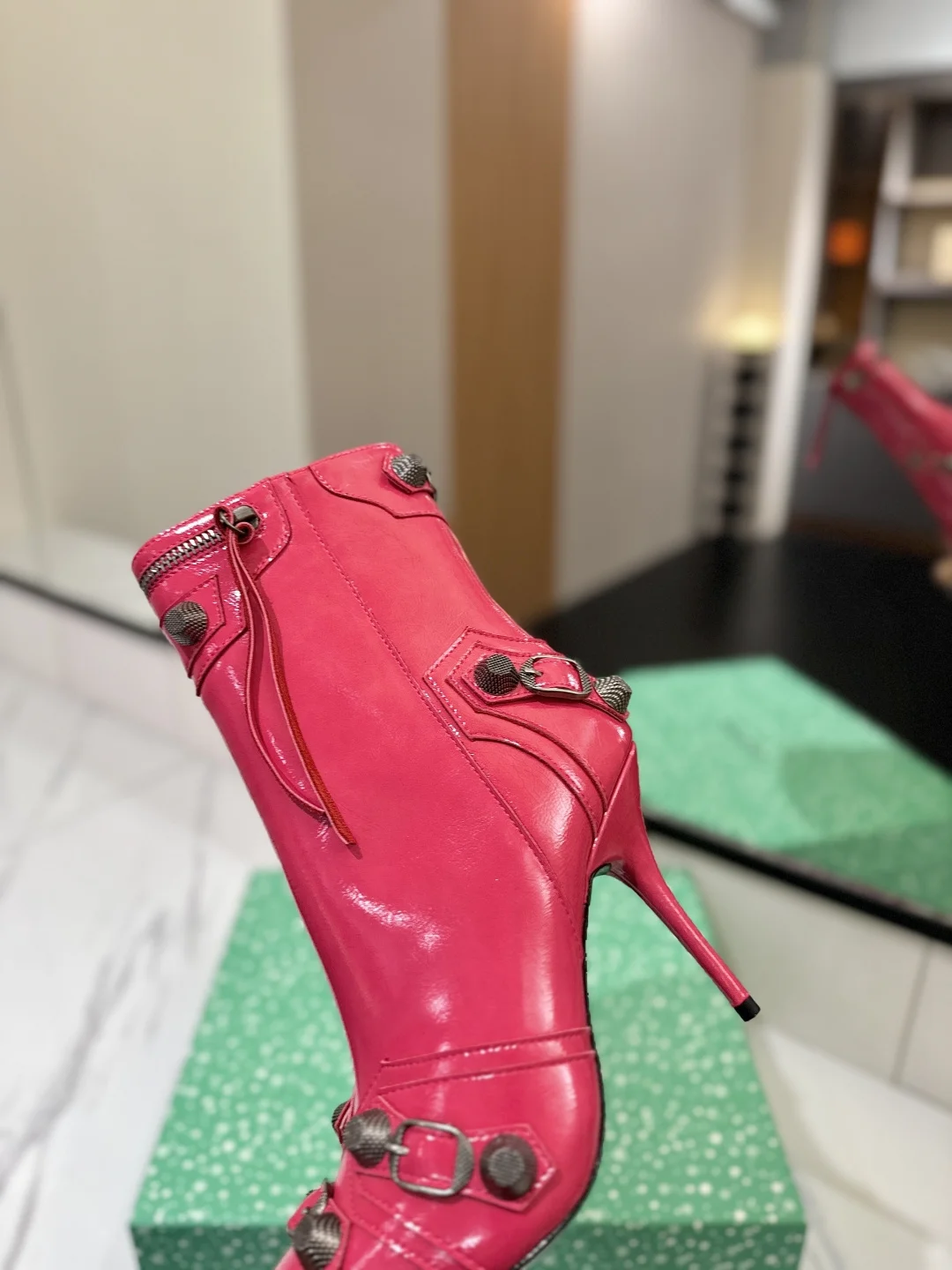 BALENCIAGA Booties Calf Leather Pink-Silver D90202609111415 - Image 8