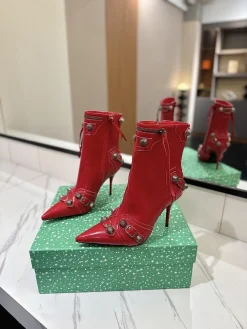 Alternative view of BALENCIAGA Booties Calfskin Leather Red-Silver D90202609111417