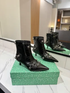 BALENCIAGA Booties Leather Black-Silver D90202609111412