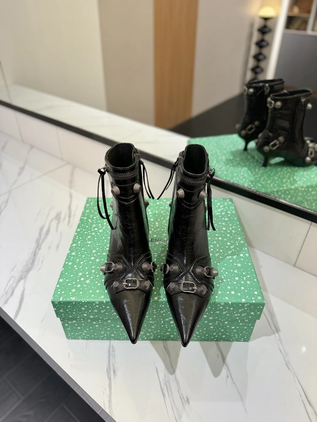 BALENCIAGA Booties Leather Black-Silver D90202609111414 - Image 3