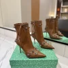 BALENCIAGA Booties Leather Brown-Silver D90202609111418