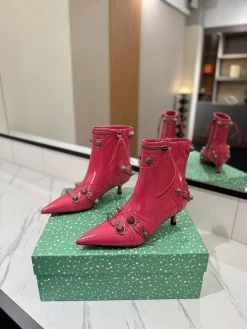 Alternative view of BALENCIAGA Booties Leather Pink-Silver D90202609111406