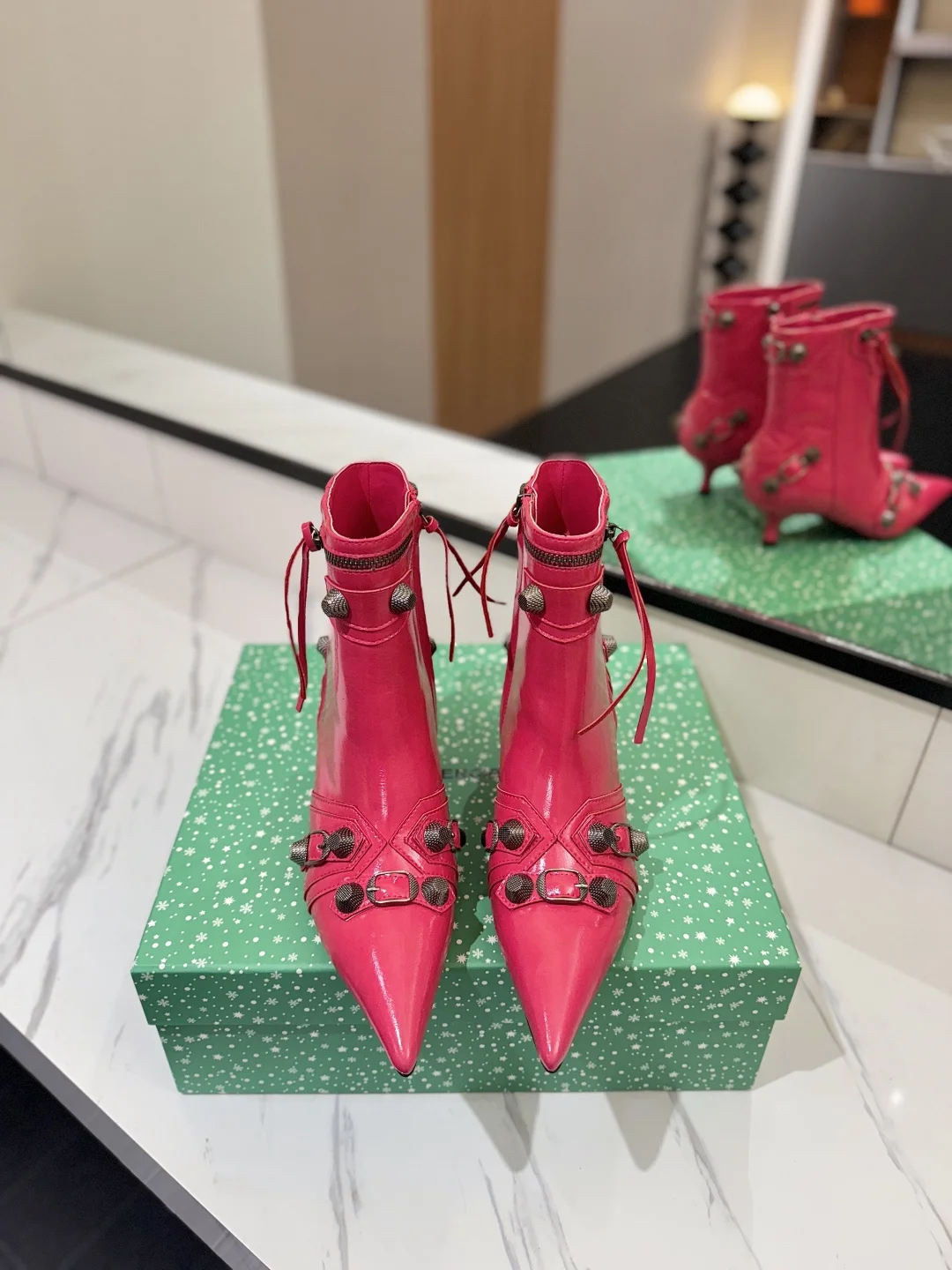 BALENCIAGA Booties Leather Pink-Silver D90202609111406 - Image 3