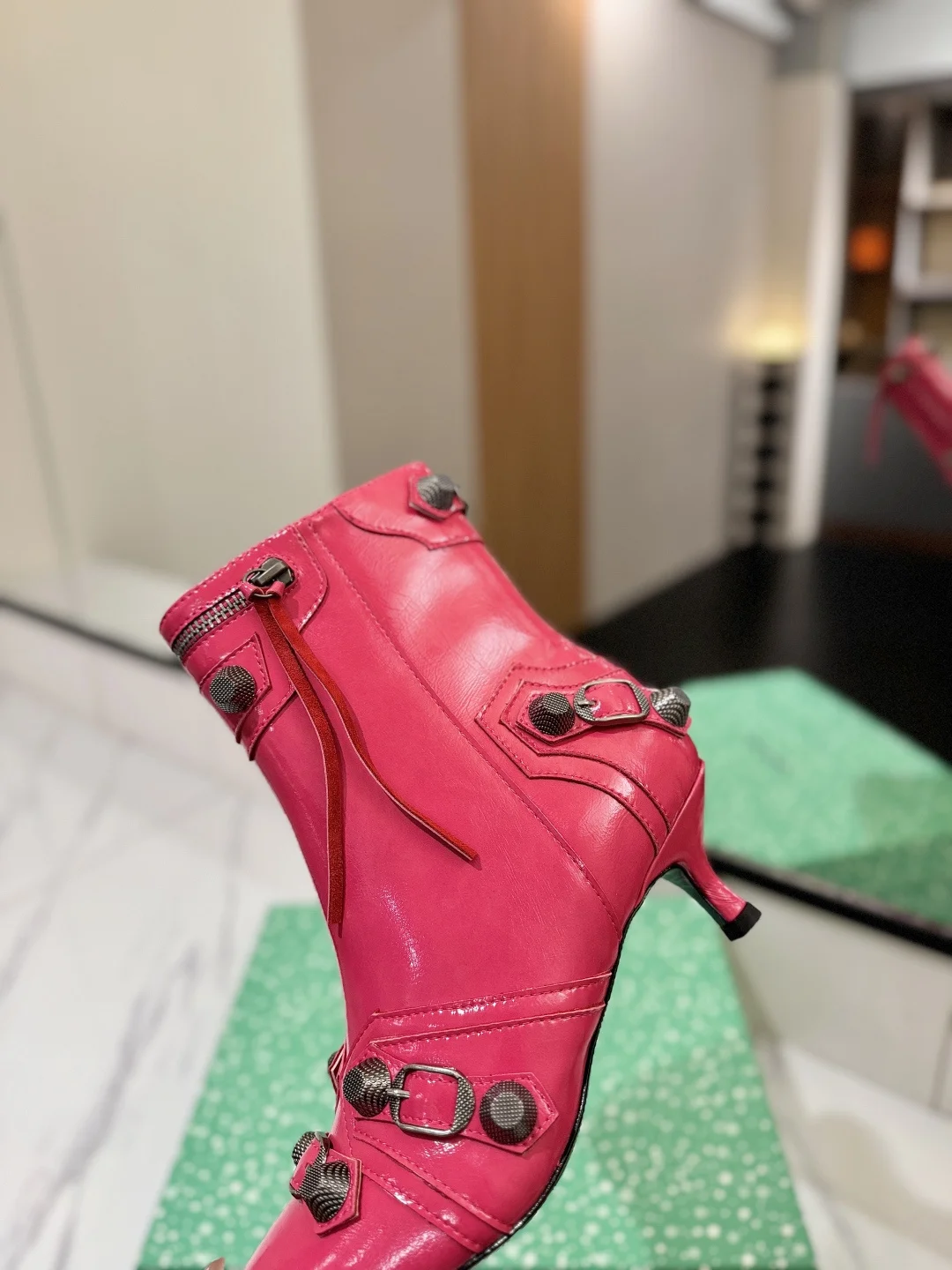 BALENCIAGA Booties Leather Pink-Silver D90202609111406 - Image 8