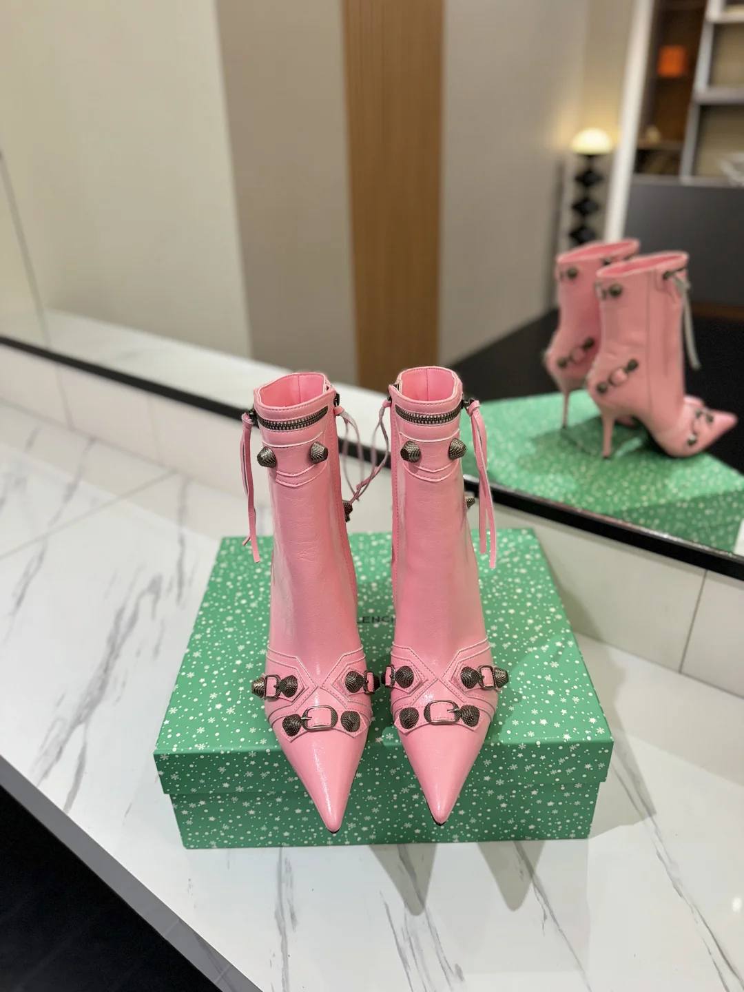BALENCIAGA Booties Leather Pink-Silver D90202609111422 - Image 3