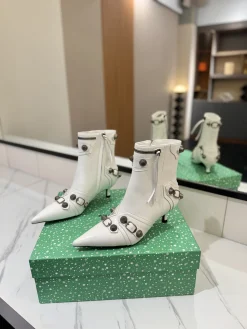 Alternative view of BALENCIAGA Booties Leather White-Silver D90202609111410