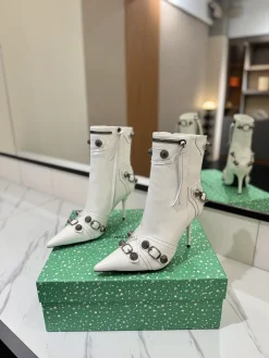 Alternative view of BALENCIAGA Booties Leather White-Silver D90202609111419