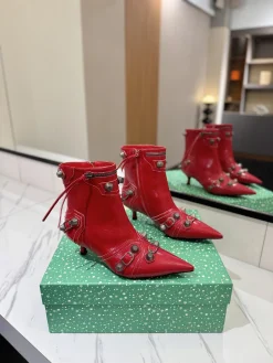 BALENCIAGA Booties Red-Silver D90202609111408