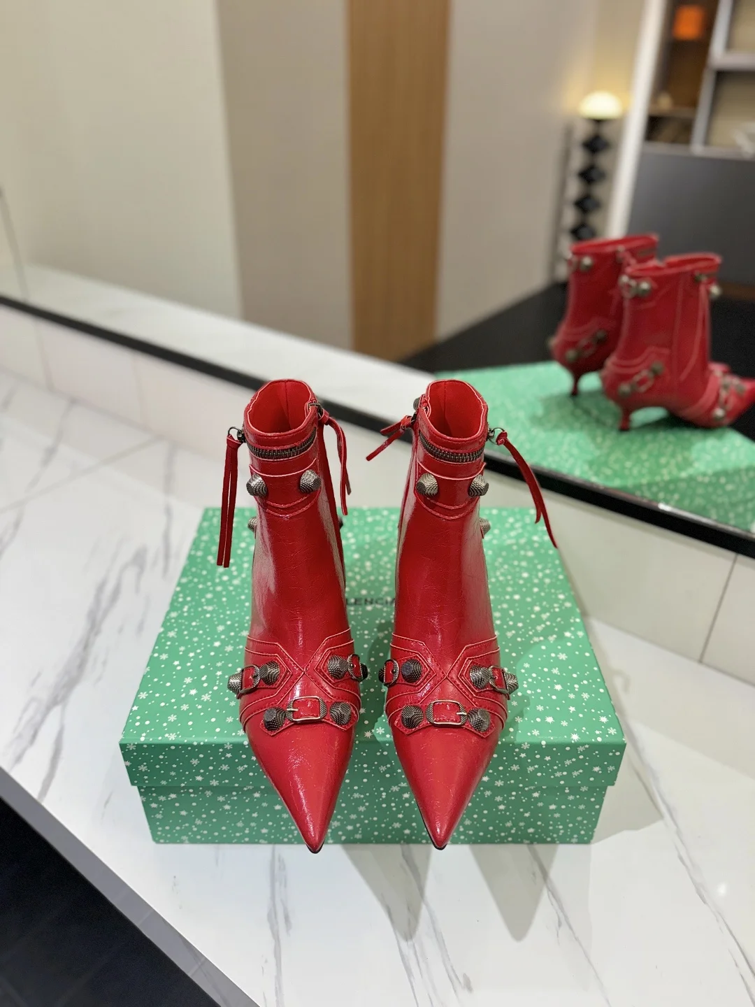 BALENCIAGA Booties Red-Silver D90202609111408 - Image 3