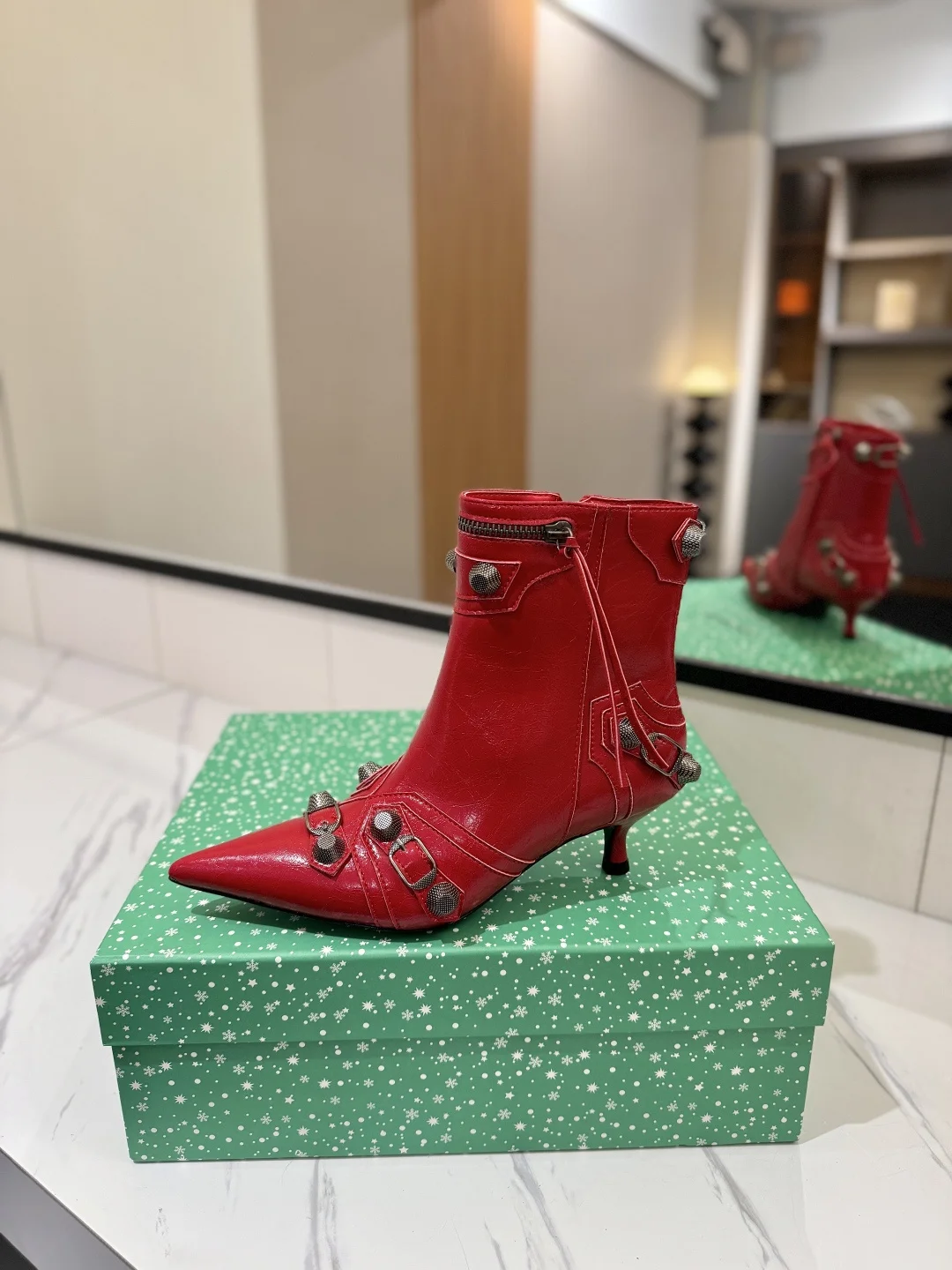 BALENCIAGA Booties Red-Silver D90202609111408 - Image 4