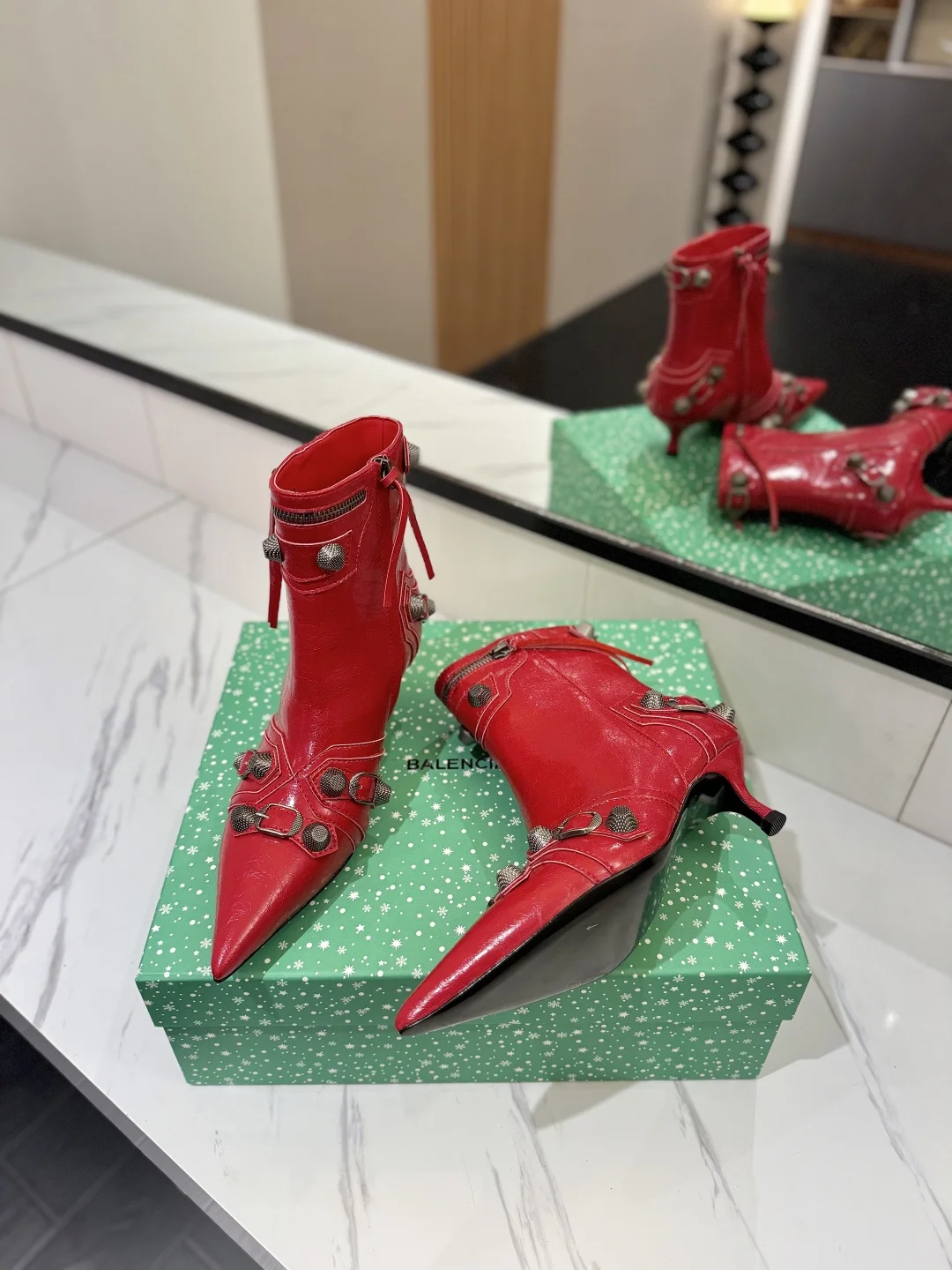 BALENCIAGA Booties Red-Silver D90202609111408 - Image 5