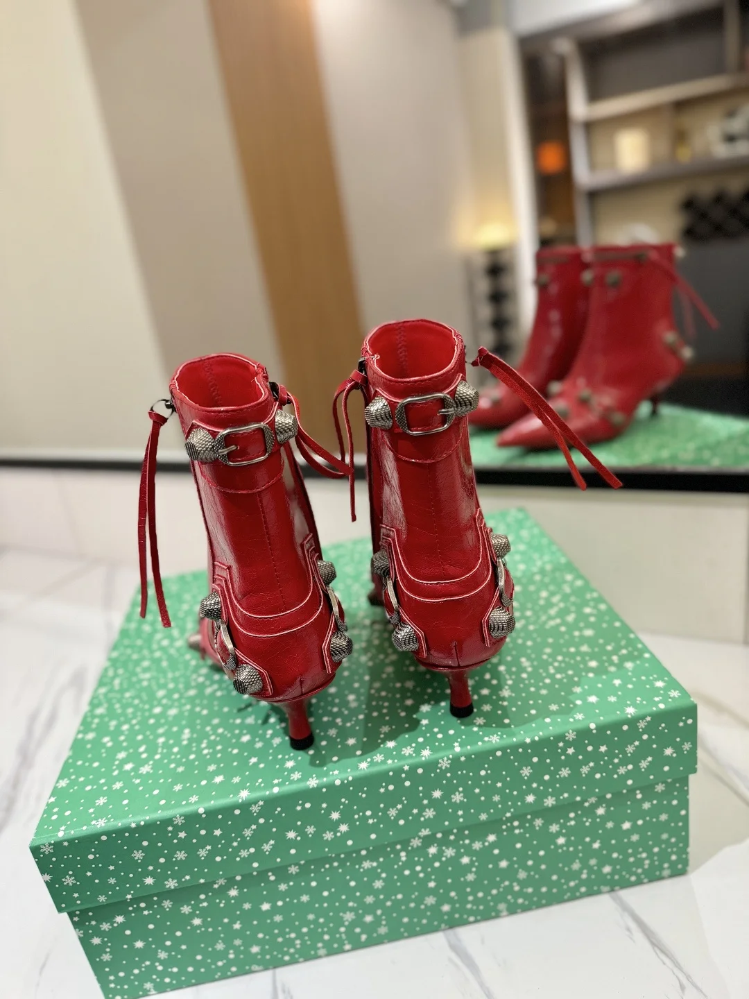BALENCIAGA Booties Red-Silver D90202609111408 - Image 9