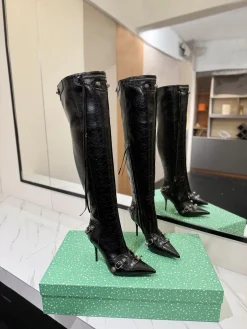 BALENCIAGA Boots Calfskin Leather Black-Silver EU36 F90202609111434
