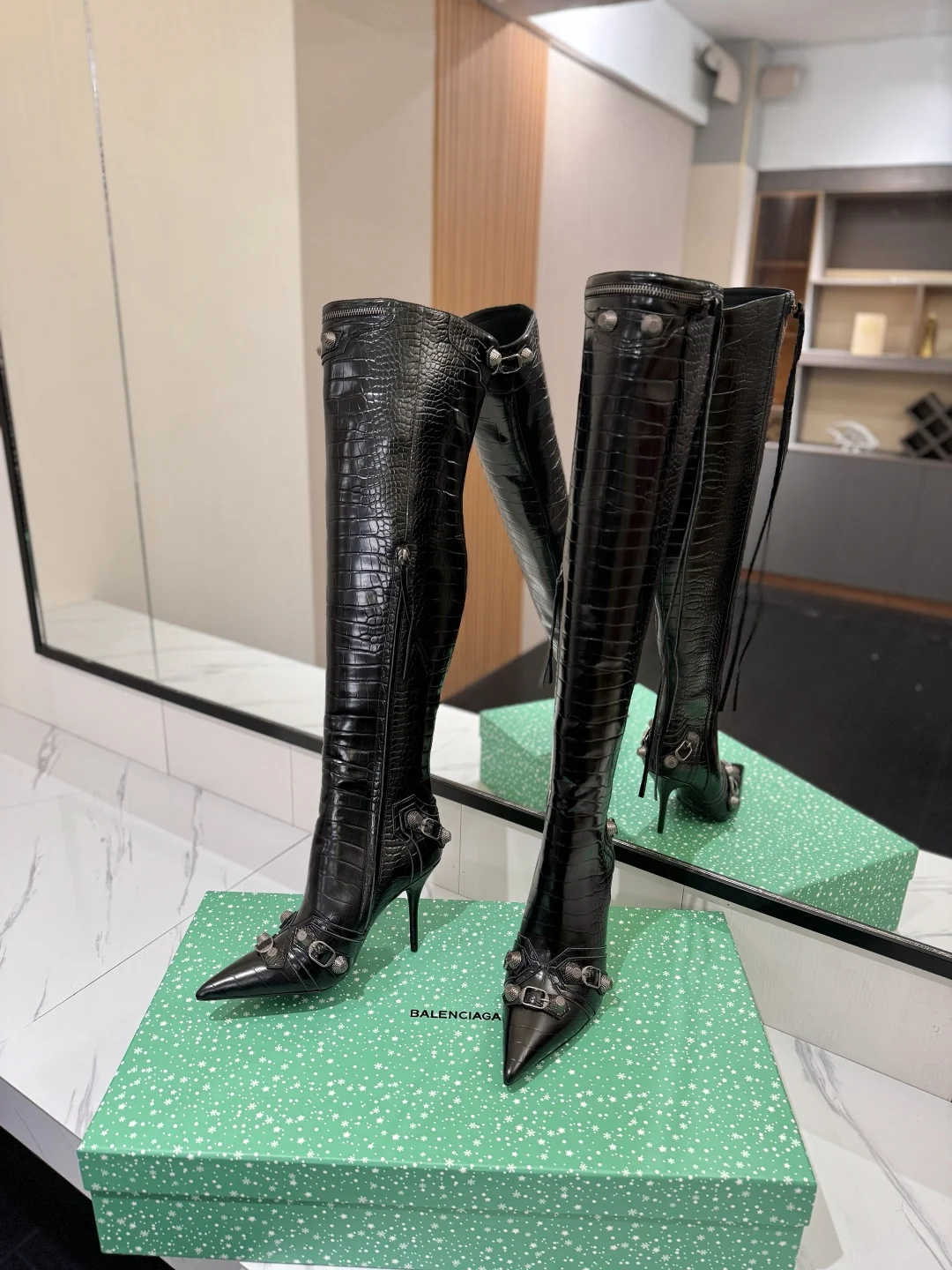 BALENCIAGA Boots Leather Black-Silver F90202609111433 - Image 6