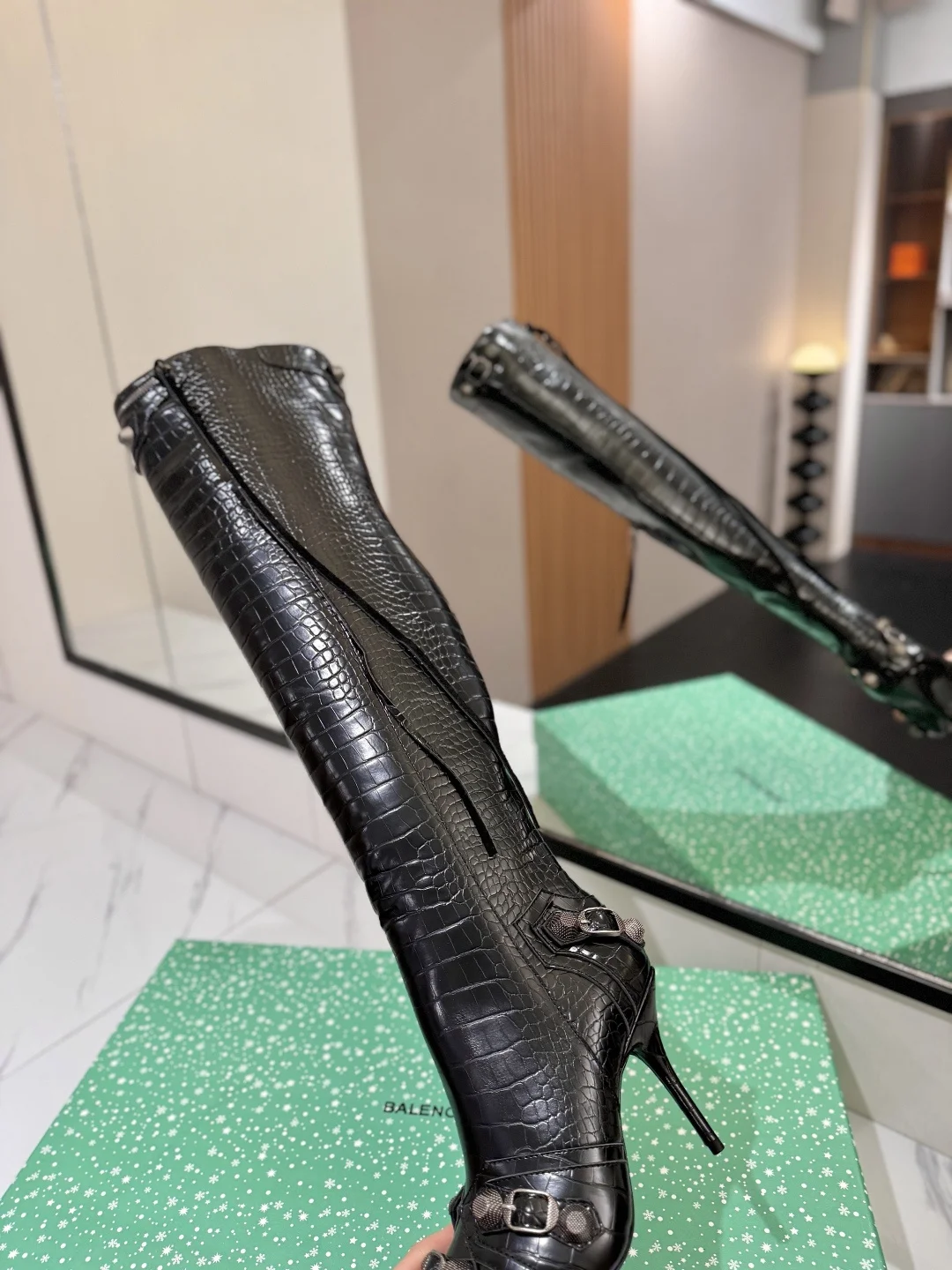BALENCIAGA Boots Leather Black-Silver F90202609111433 - Image 8
