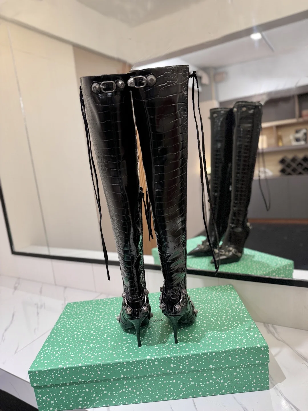 BALENCIAGA Boots Leather Black-Silver F90202609111433 - Image 9