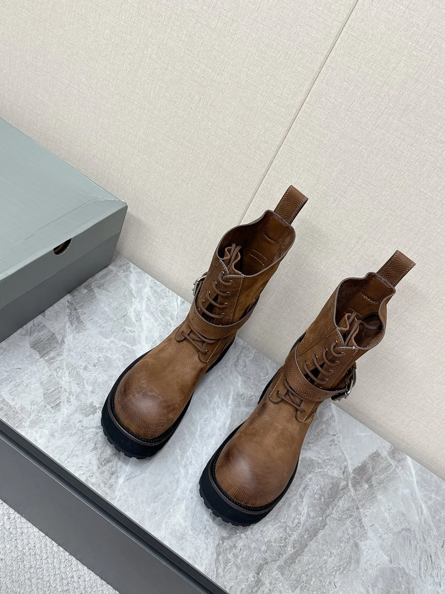BALENCIAGA Boots Leather Brown-Black EU35-45 D90202609111372 - Image 3